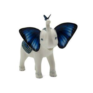 Hamilton Collection BLUE MAJESTY Elephant Figurine Butterfly and Floral Details